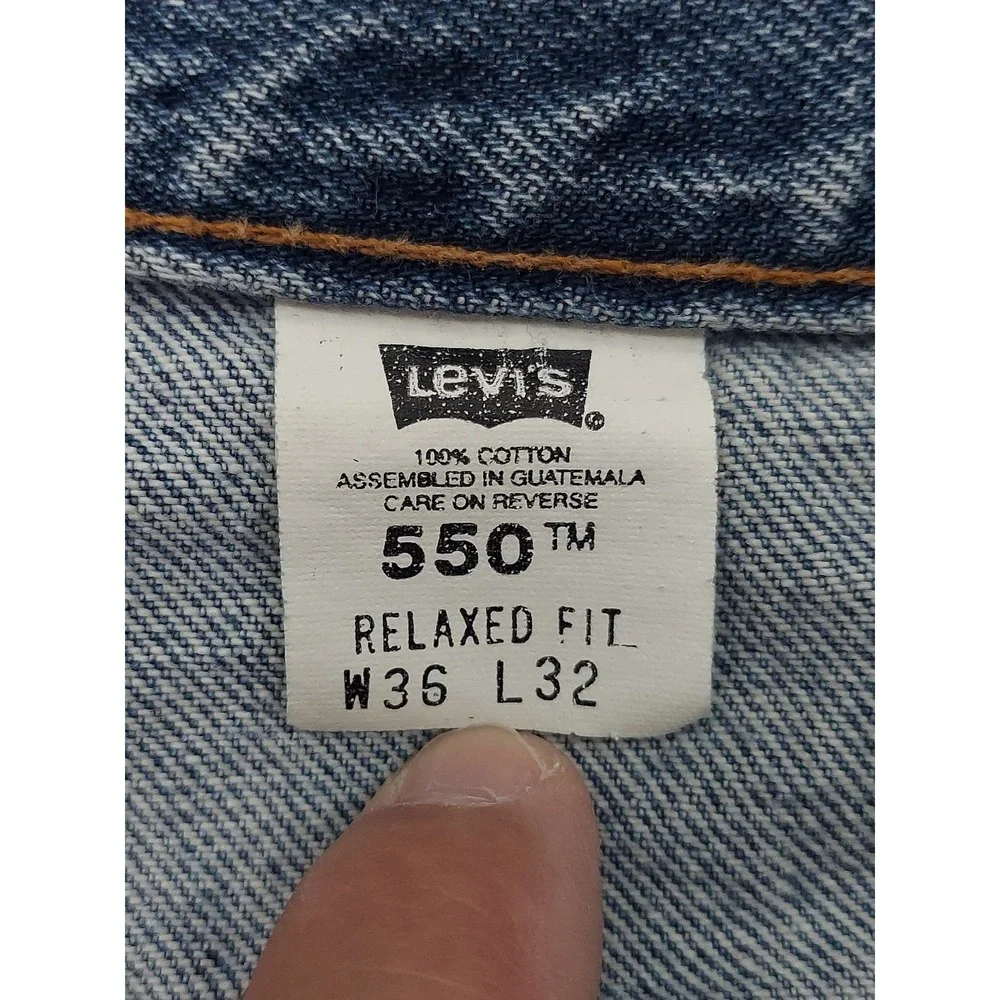 Vtg‎ Levis 550 Jeans 34x31 (Tag 36x32) Blue Light Wash Y2K Relaxed Fit Cotton